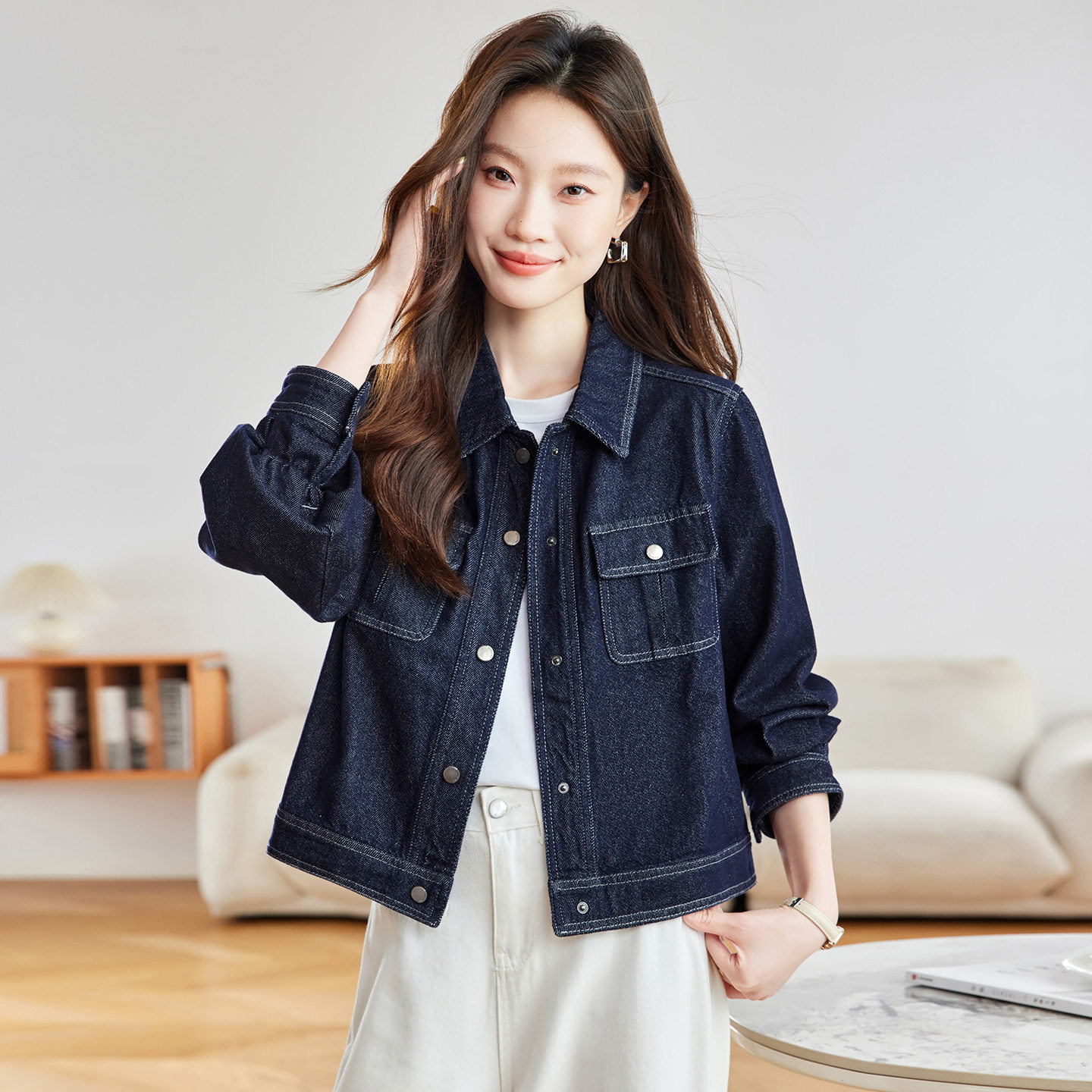 秋新款韩版宽松短款牛仔外套女