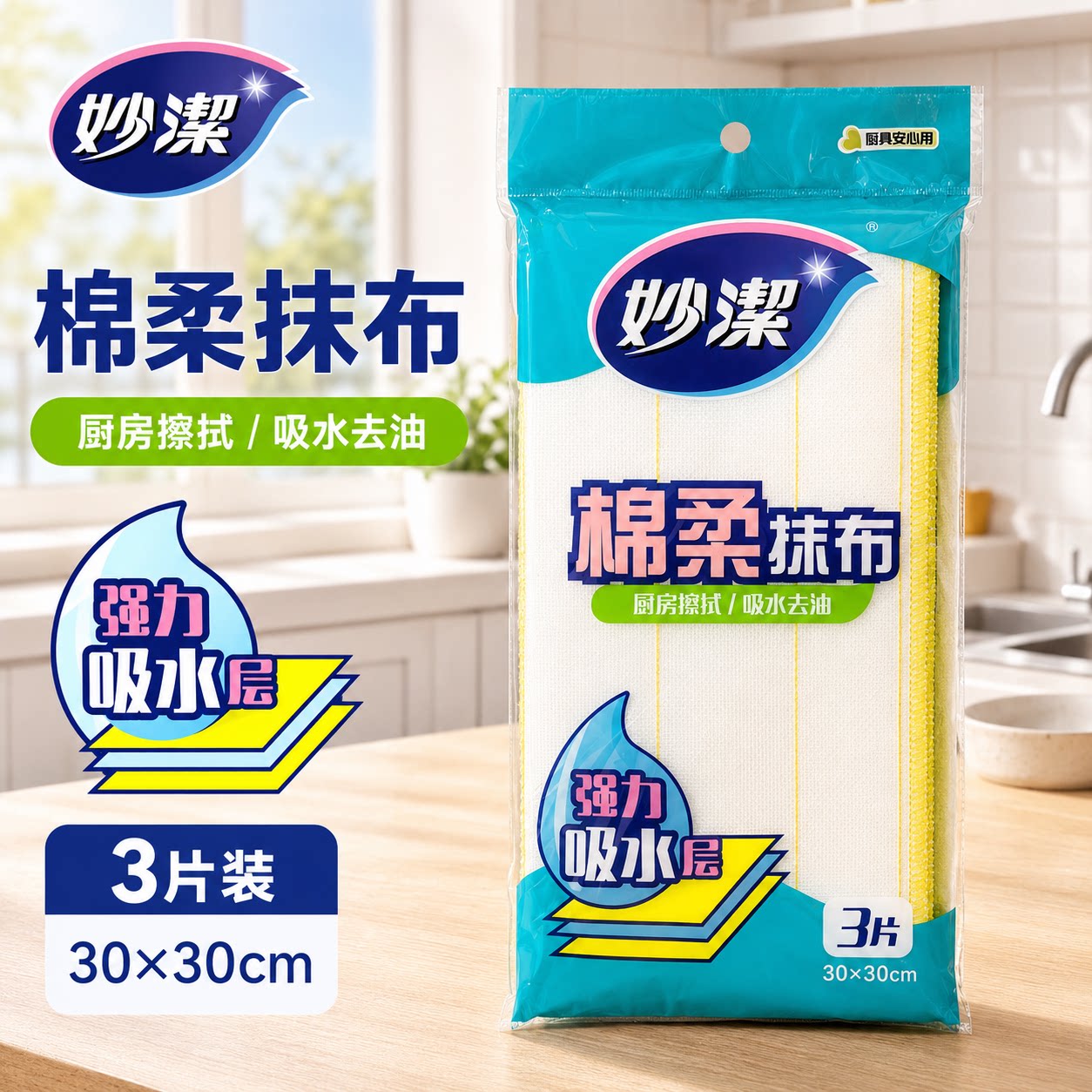 妙洁洗碗布抹布厨房专用吸水百洁布神奇棉毛巾棉柔抹布擦布洗碗巾