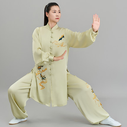 恋太极春夏太极服八段锦彩绘表演练功服太极拳晨练服飘逸光滑垂顺