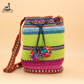 PERU秘鲁进口羊驼毛线编织手工阿亚库乔单肩斜挎小号包刺绣包