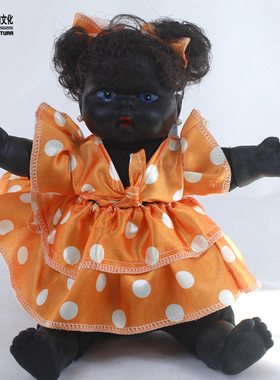 秘鲁进口Morena Muneca黑人娃娃可爱PERU手工过家家角色扮演