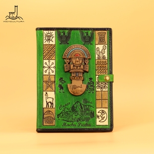 PERU秘鲁进口牛皮笔记本记事本牛皮雕刻手工工艺品收藏本文具精致