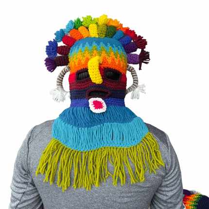 秘鲁进口Mascara aya huma土著民族面具舞蹈另类创意双面人头套