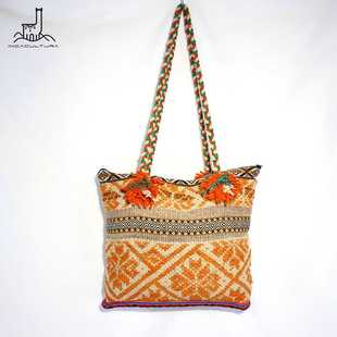 PERU秘鲁进口羊驼毛线编织包大容量手工包帆布包包单肩托特包