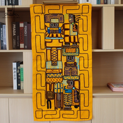 INCACULTURA秘鲁进口羊驼毛手工编织1米超大毯挂毯壁饰拉美文化