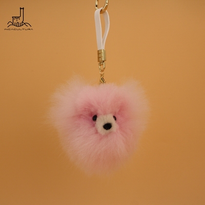 秘鲁品牌羊驼毛熊头钥匙扣挂件
