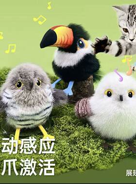 充电仿真毛绒布谷鸟发声逗猫