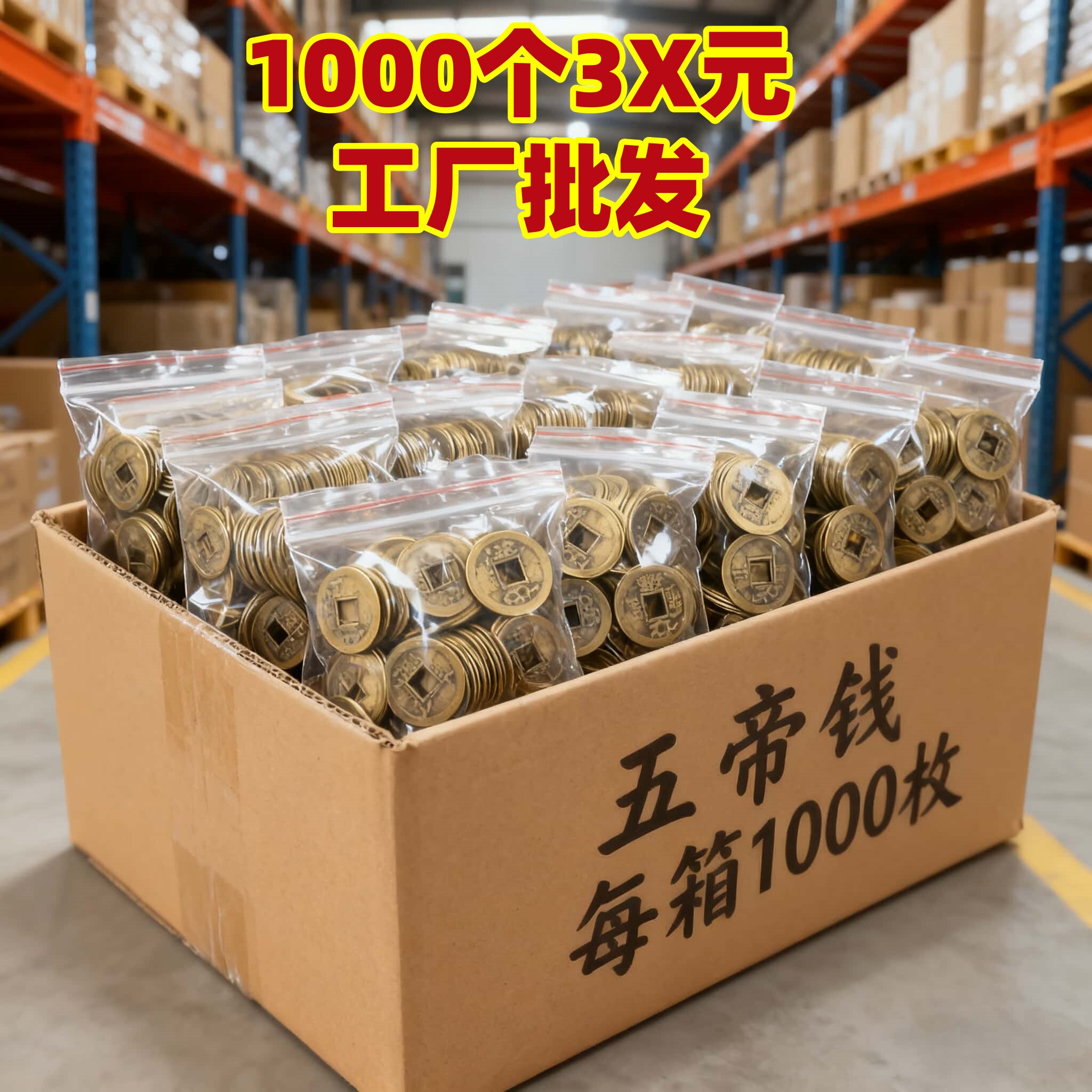1000个批发五帝钱仿古铜钱顺治康熙雍正乾隆嘉庆五帝钱压门槛钱币