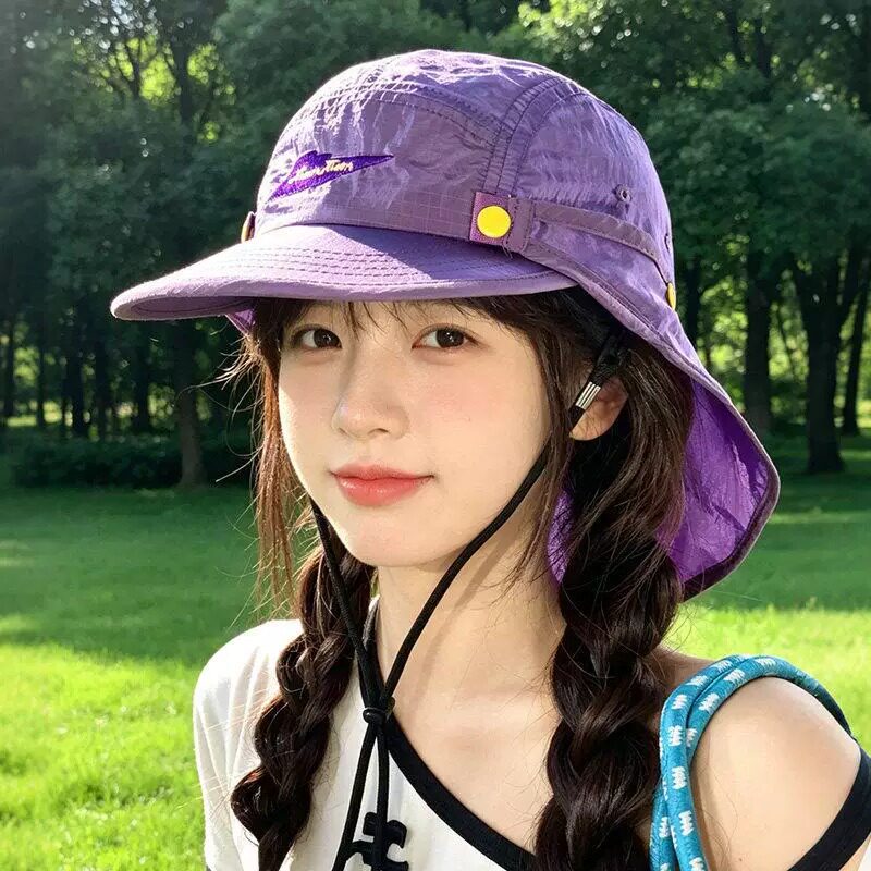 夏季女款防晒速干大檐可拆登山帽