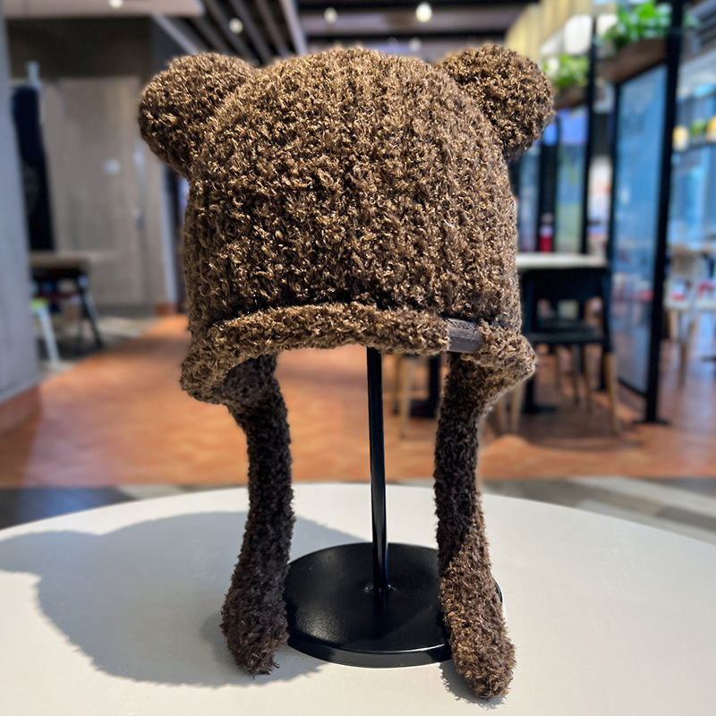 毛绒帽子日韩可爱卡通女秋冬季