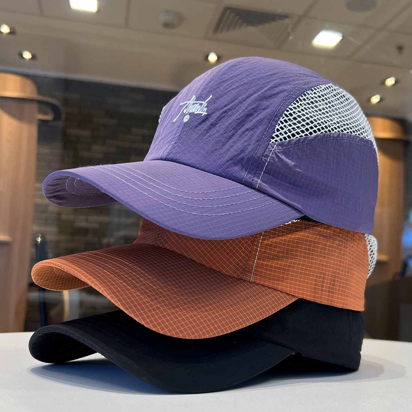 山系露营登山帽子女夏季薄款网眼透气鸭舌帽潮牌拼色速干棒球帽男