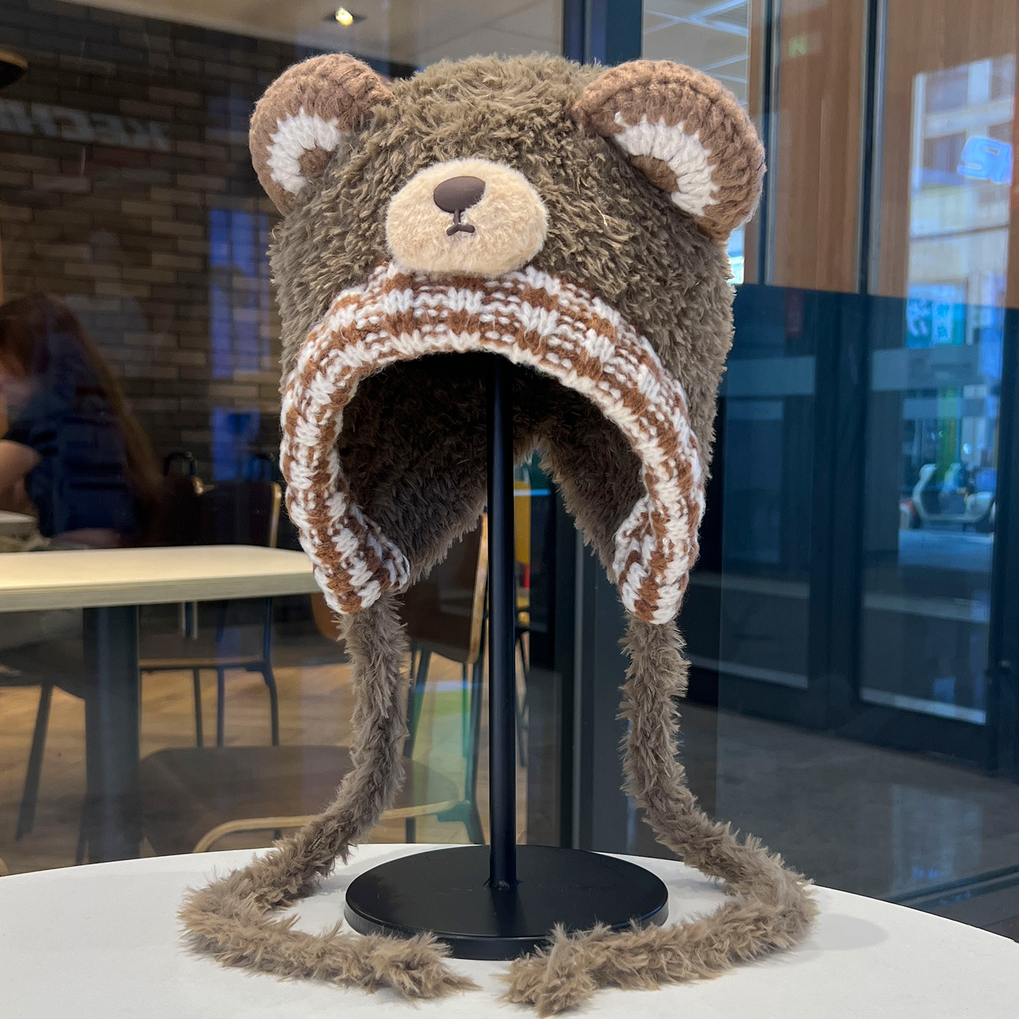 可爱小熊毛绒帽冬季加厚加绒