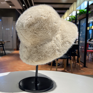 2025新款毛绒帽子女冬季加厚保暖仿貂毛渔夫帽休闲百搭显脸小盆帽