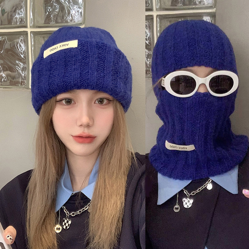 两种戴法~冬季保暖围脖一体毛线帽情侣搞怪海盗帽面罩护耳针织帽