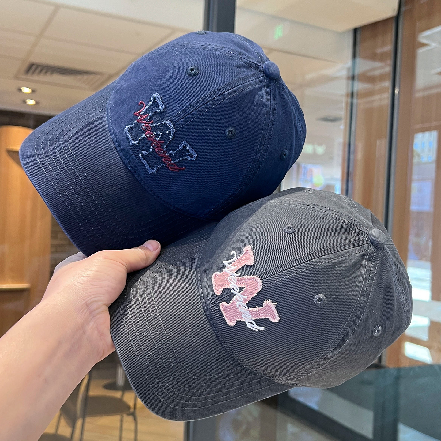 棒球帽女2026新款韩版大头围深顶字母W贴布鸭舌帽显脸小宽檐帽子