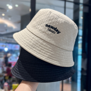 韩版刺绣字母渔夫帽女2025新款水桶帽春秋季素颜百搭显脸小盆帽男