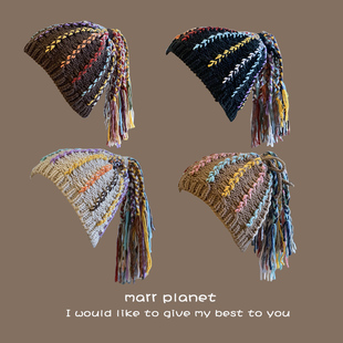 脏辫假发帽子女秋冬季 麻花辫子针织帽拽酷街头嘻哈毛线帽保暖冷帽