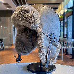 复古飞行员帽子女pu皮质防风骑车滑雪防寒雷锋帽东北加绒护耳帽男