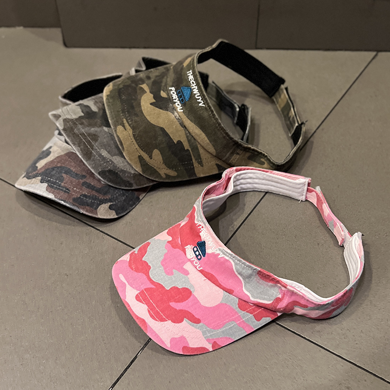 美式迷彩空顶帽男女亲子款户外运动跑步鸭舌帽夏季防晒无顶遮阳帽