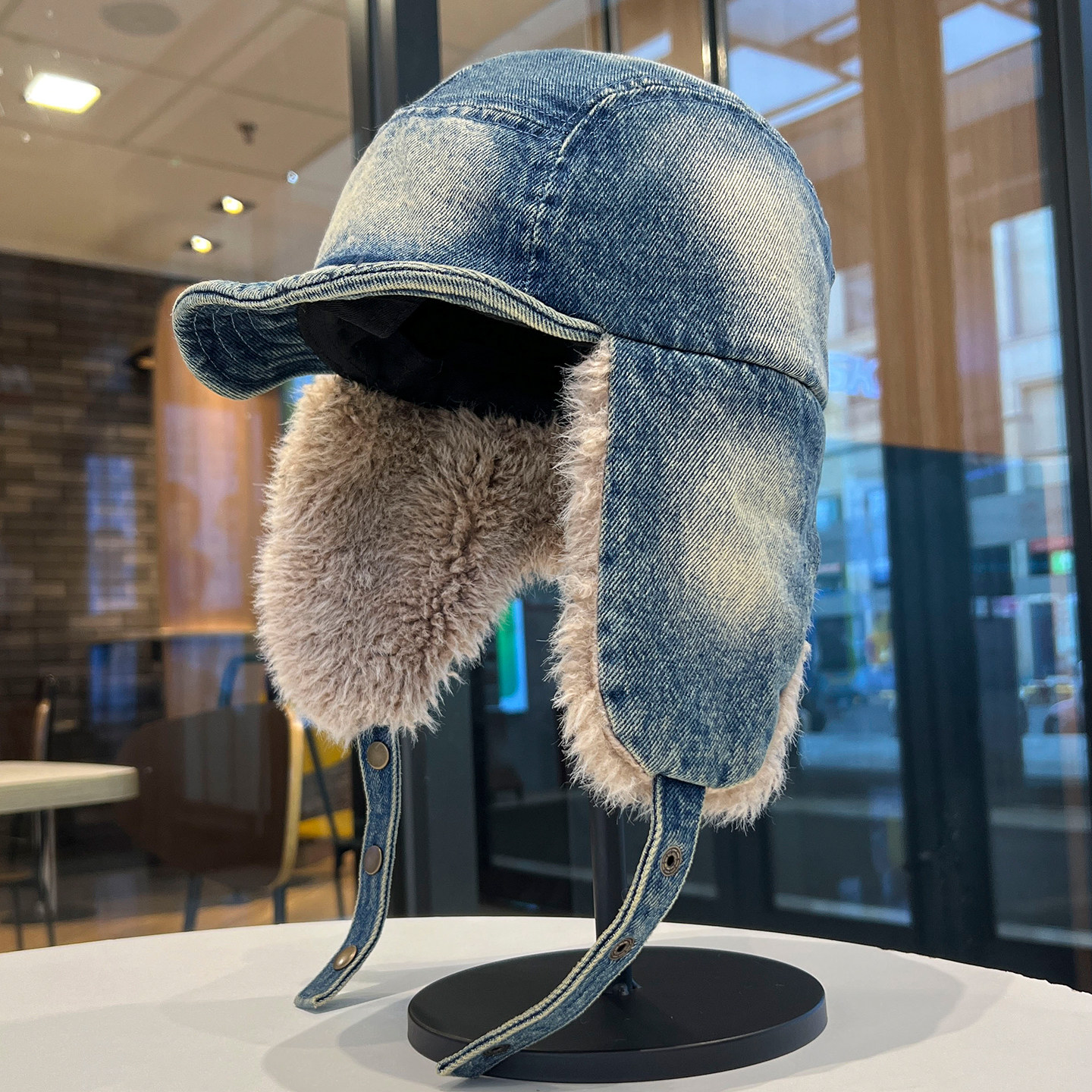 日系水洗做旧牛仔雷锋帽女2025新款冬季加绒复古加厚护耳飞行帽子,服饰配件/皮带/帽子/围巾,帽子,淘宝优惠券,粉丝福利购,淘宝优惠卷
