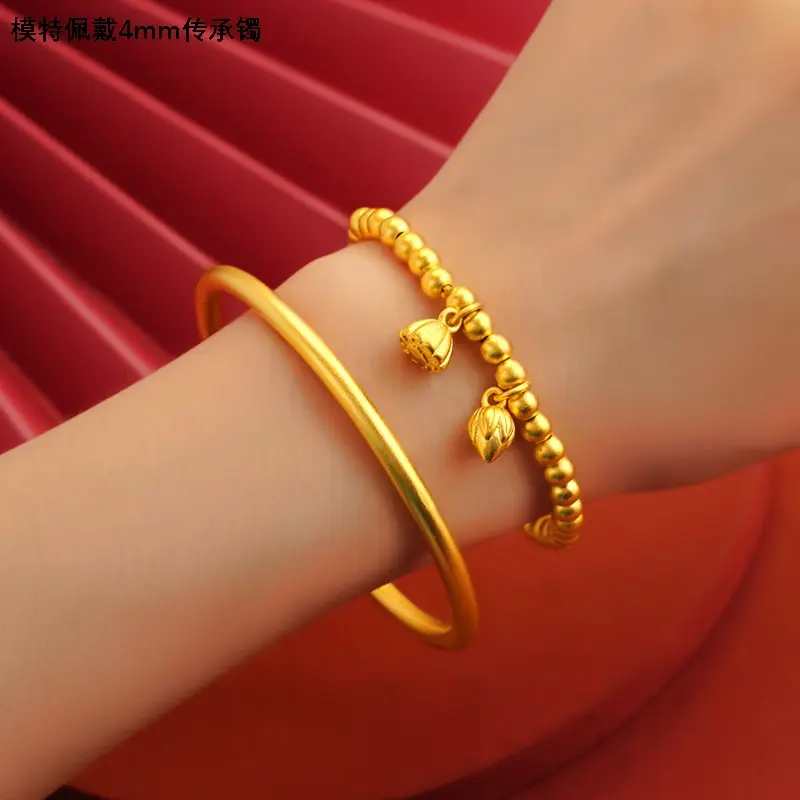 越南沙金手镯女传承复古法铜镯子