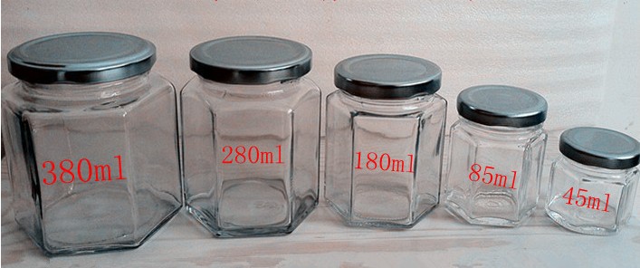 玻璃六棱带盖食品级家用蜂蜜瓶