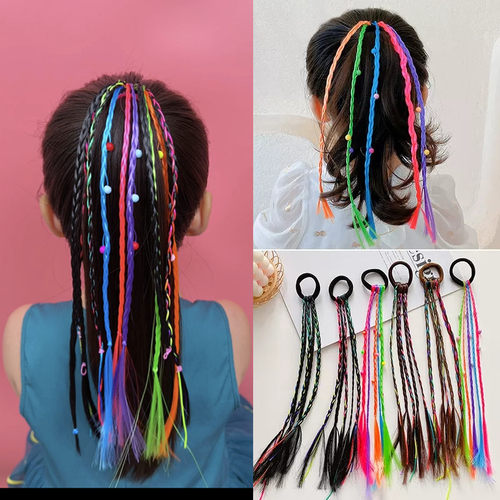 儿童炫彩马尾假发脏辫子