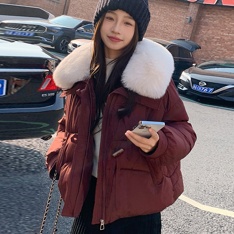 新款棉服女大毛领短款小个子减龄棉袄学生冬季外套宽松韩版棉衣女
