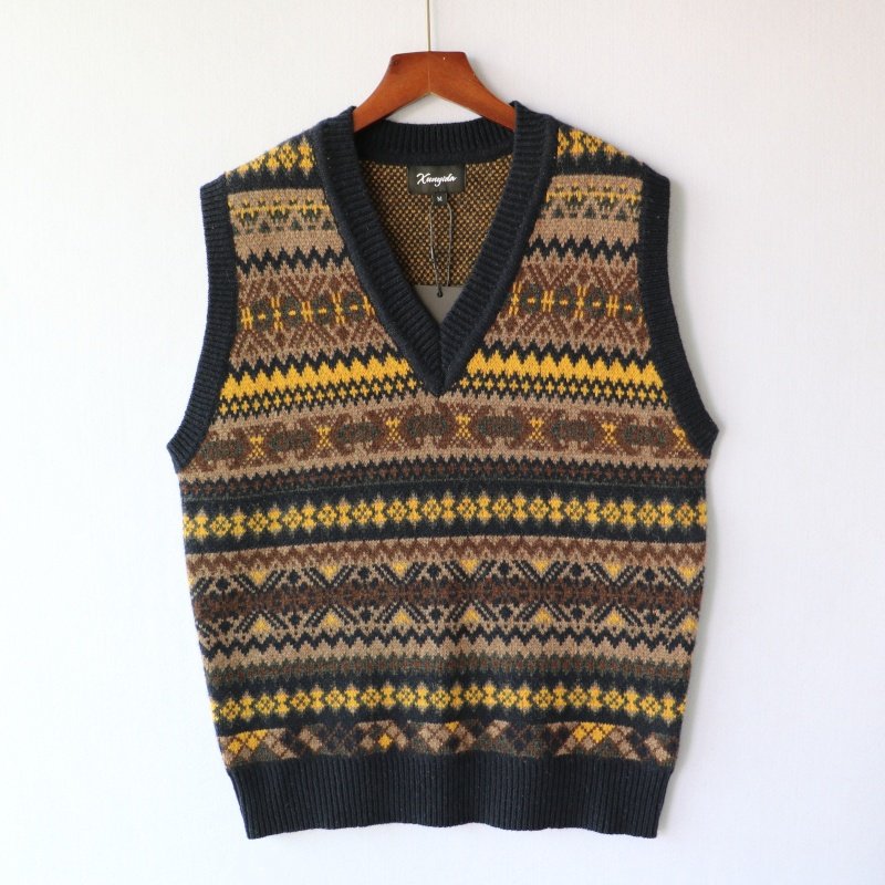 新款男装提花毛衣背心