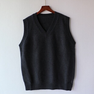 男装V领针织衫毛衣秋冬款休闲百搭上衣纯色保暖无袖羊毛衫背心