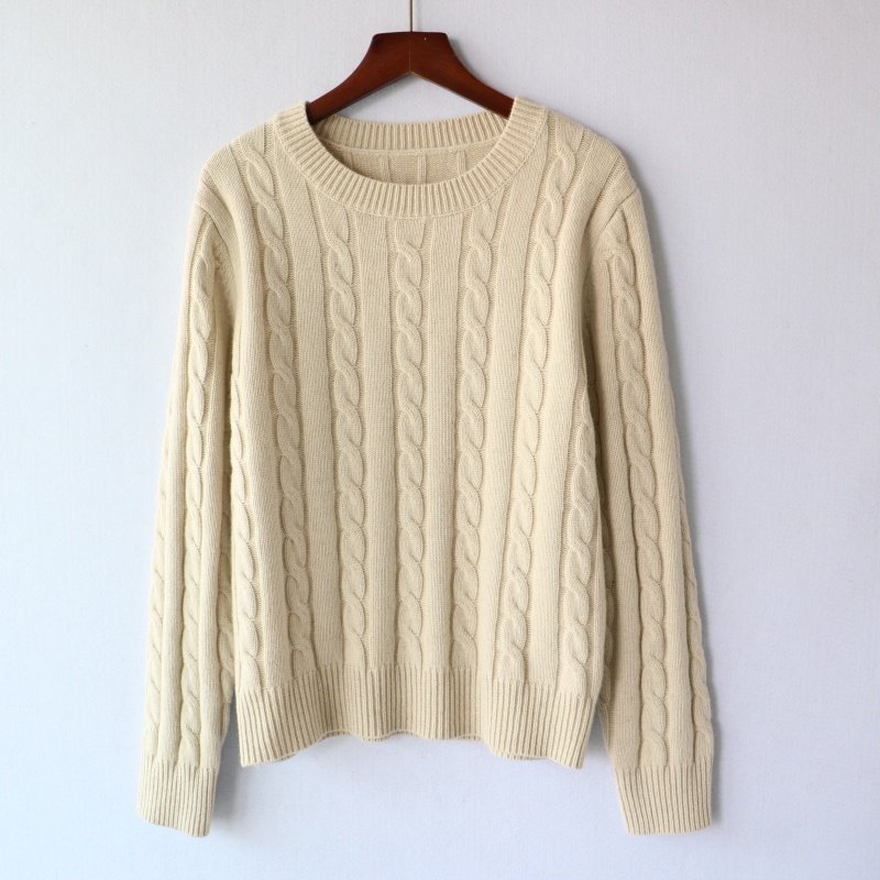 女装圆领针织衫毛衣秋冬款休闲百搭上衣保暖长袖麻花羊毛衫打底衫
