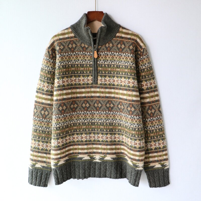 新款设计感气质复古半拉链半高领针织衫毛衣男装秋冬季羊毛上衣,男装,针织衫/毛衣,淘宝优惠券,粉丝福利购,淘宝优惠卷