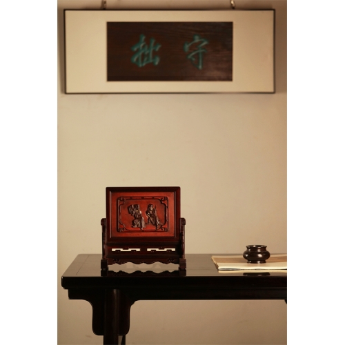 印度小叶紫檀镶嵌清代老花板插屏