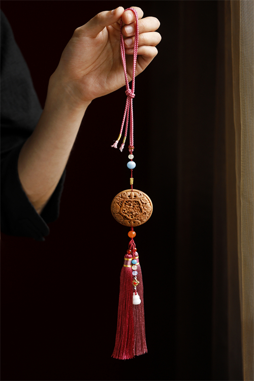 印度迈索尔老山檀香双福和美挂件车挂奶香味浓文玩木雕收藏品送礼