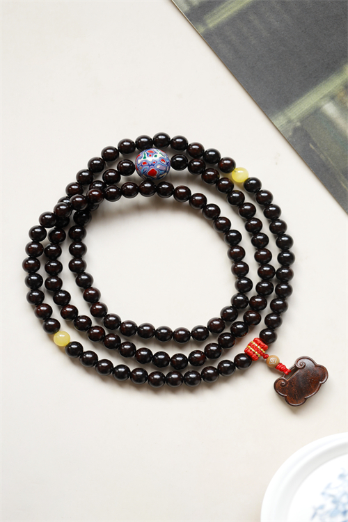 印度小叶紫檀书怡8mm108颗手链手串高油密老料制文玩收藏品送礼