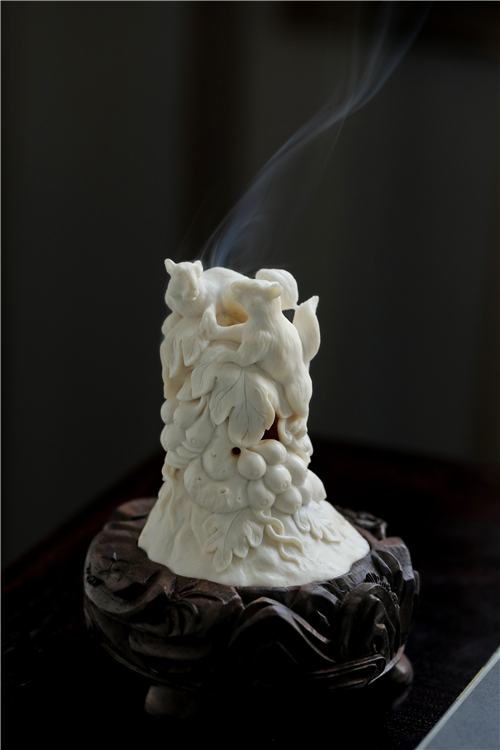 鹿角松鼠盘香炉料质素洁整料手工雕刻制文玩收藏工艺品摆件送礼