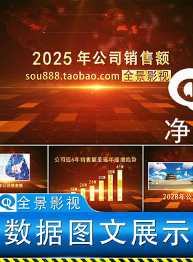 现代科技红色金黄色数据信息公司企业发展文字图片介绍展示ae模板