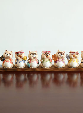 小葵川町屋 日本进口信乐烧可爱陶瓷七福狸装饰摆件挂件家居饰品