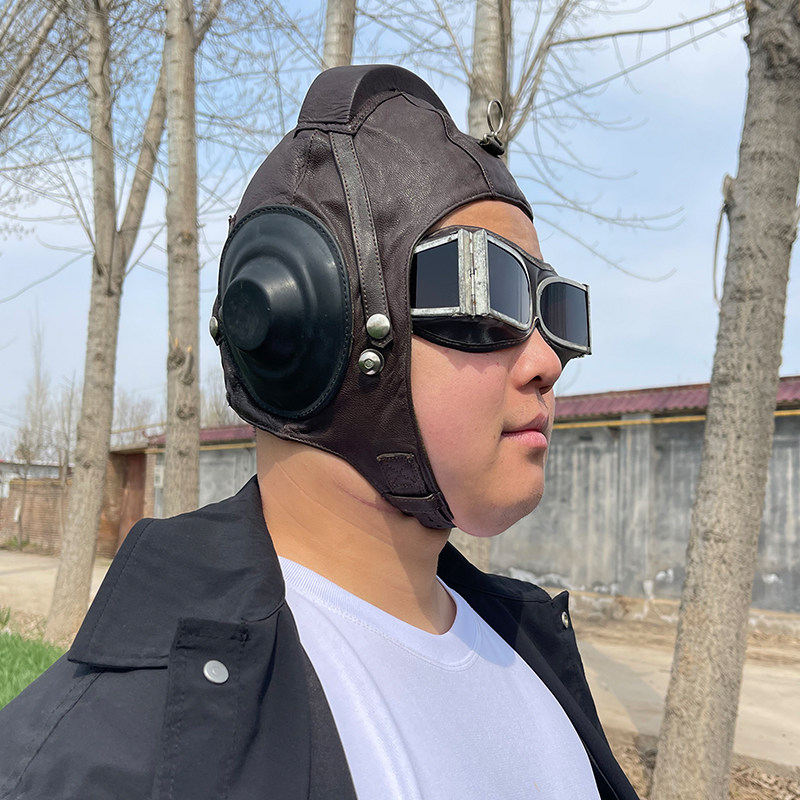 全新正品老式1984年飞行员帽解放帽羊皮帽军迷收藏羊皮风镜墨镜