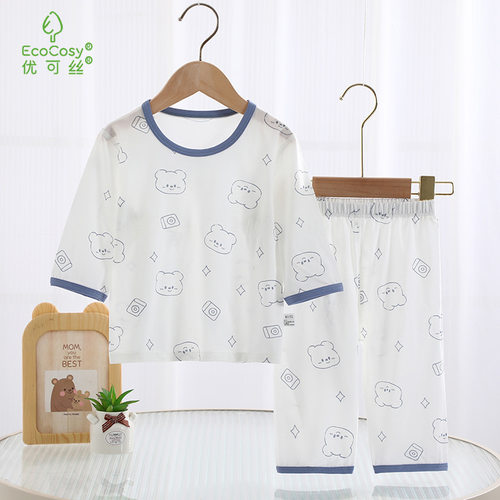 夏季儿童睡衣a类优可丝莫代尔天丝空调服家居服内衣套装两件套