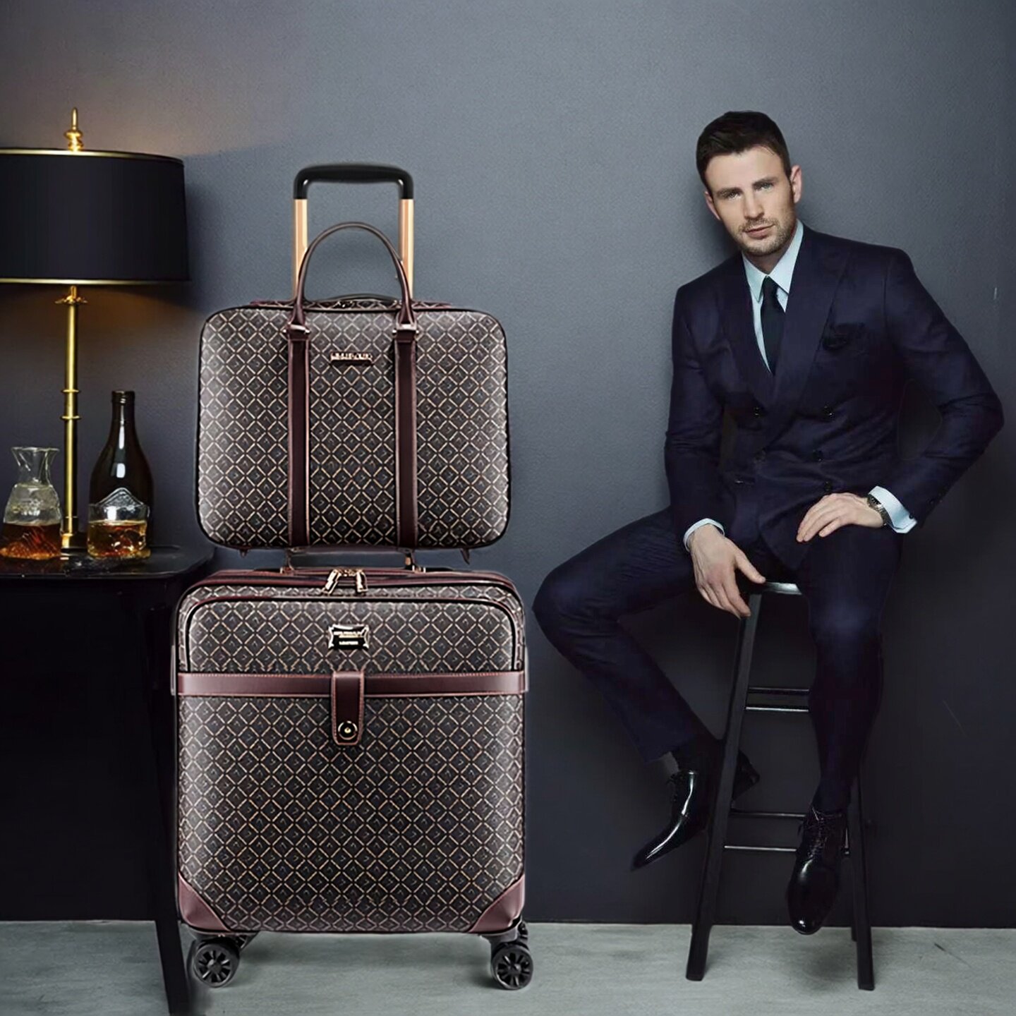 高端2025新款拉杆箱皮质18寸20寸登机子母行李箱28寸大容量密码箱