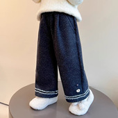 子儿童裤 保暖裤 子秋冬款 童装 女童加绒裤 阔腿裤 2025新款 女宝宝冬装
