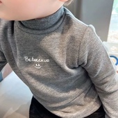 儿童新款 德绒秋冬贴身打底衫 男童磨毛保暖秋衣中小童中领内搭t恤