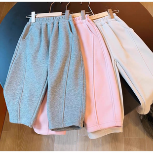 女童加绒裤子秋冬2025新款儿童冬装冬季加厚一体绒香蕉裤运动长裤