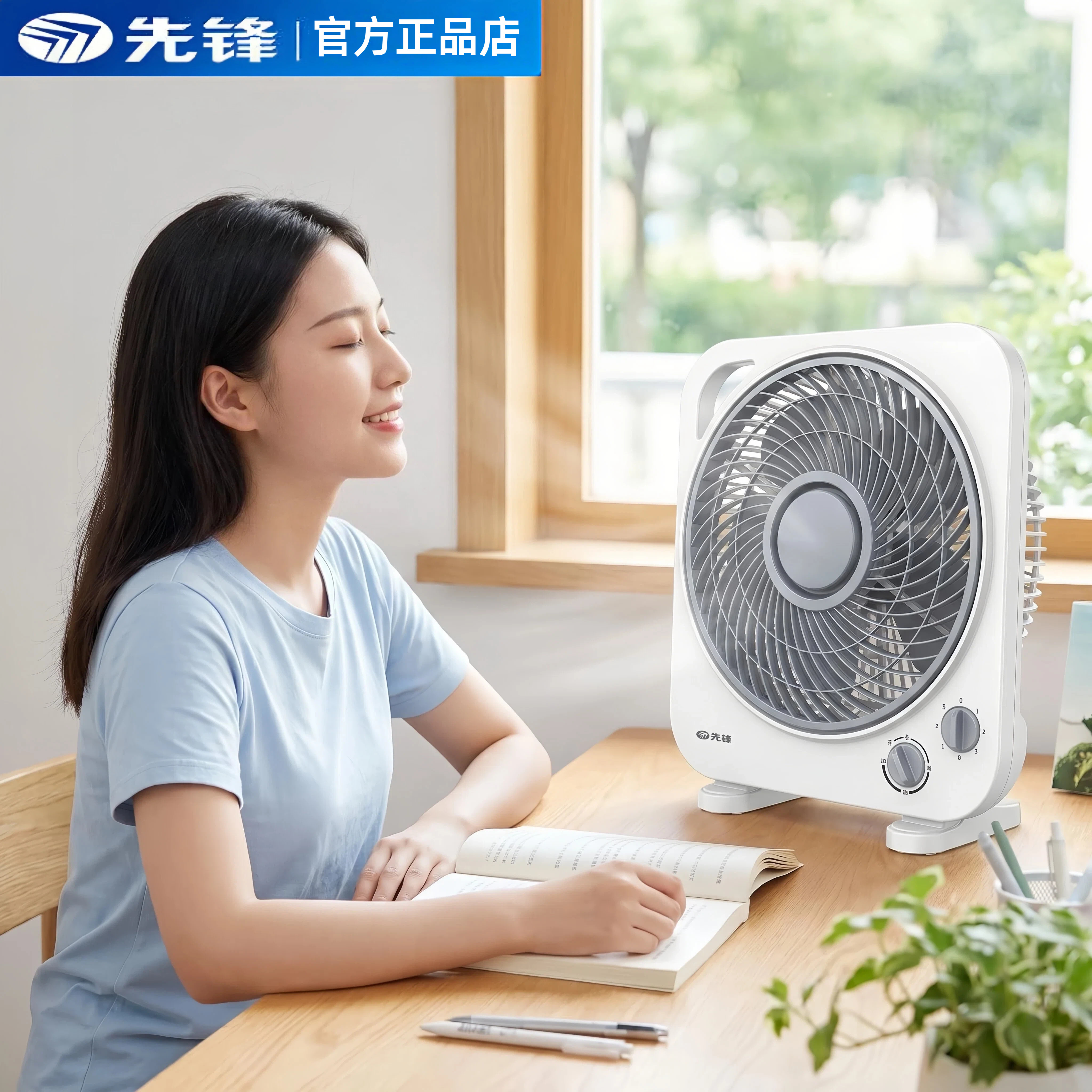 先锋电风扇台式转页扇KYT25-21A家用鸿运扇学生舒适简约台扇定时