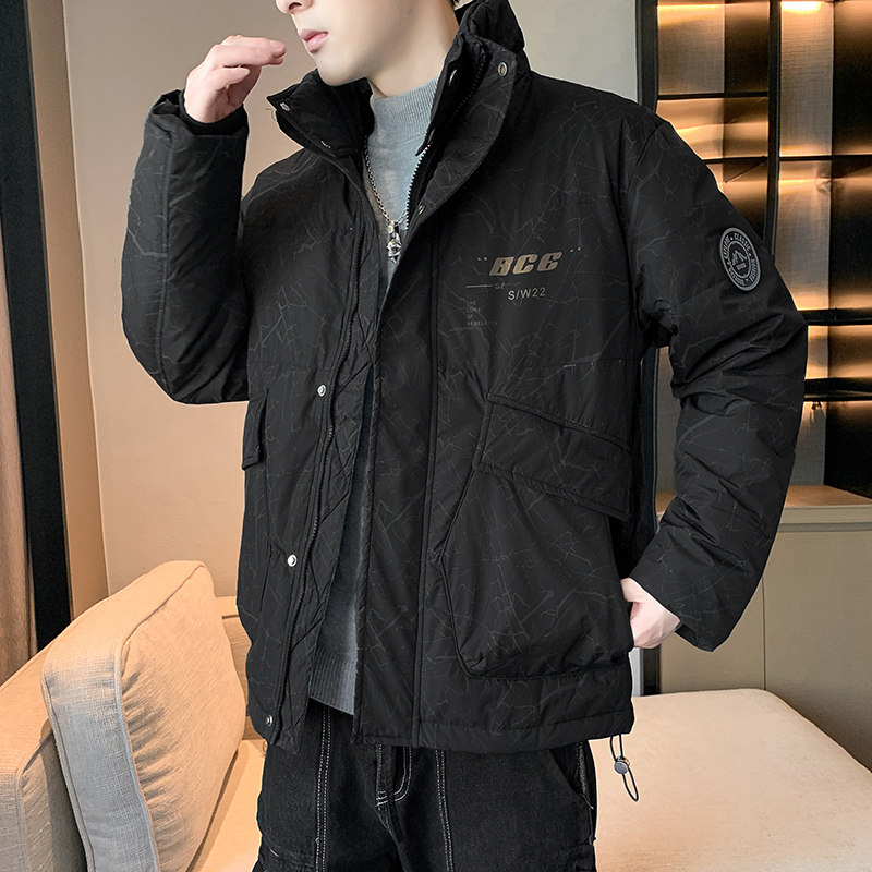 90白鸭绒2022冬加厚宽松休闲立领羽绒服男中性保暖外套Y820,男装羽绒服,星座四季星座1412