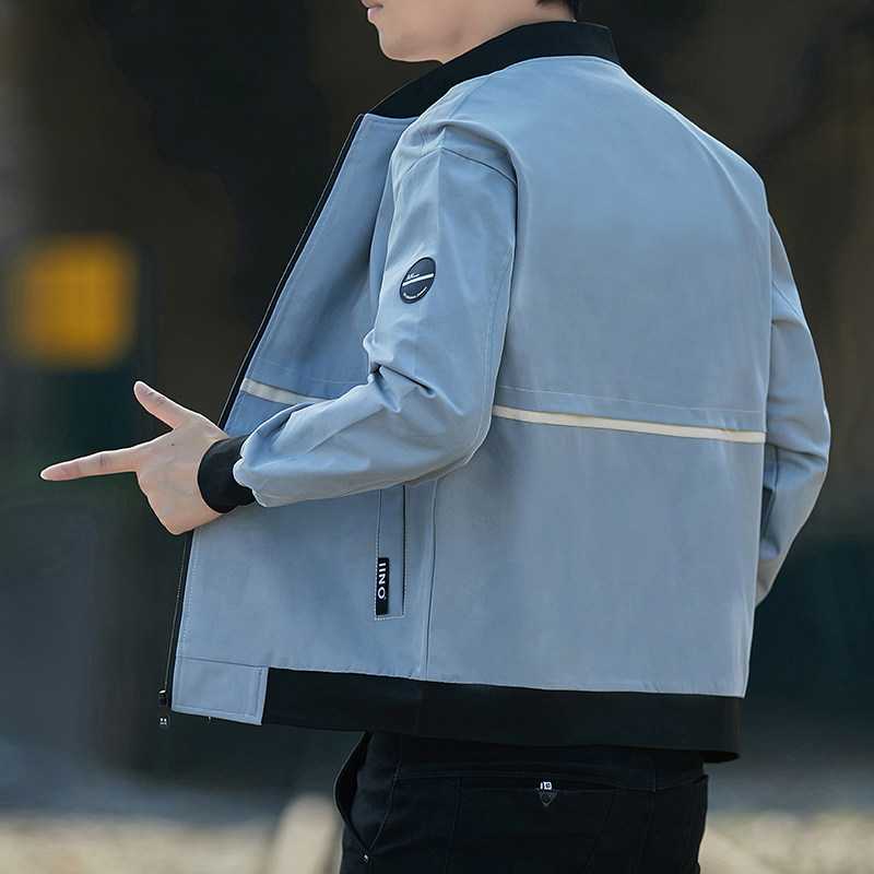 M-4XL模特春秋男士休闲夹克青年百搭薄款外套男1412-14209,男装夹克,星座四季星座1412