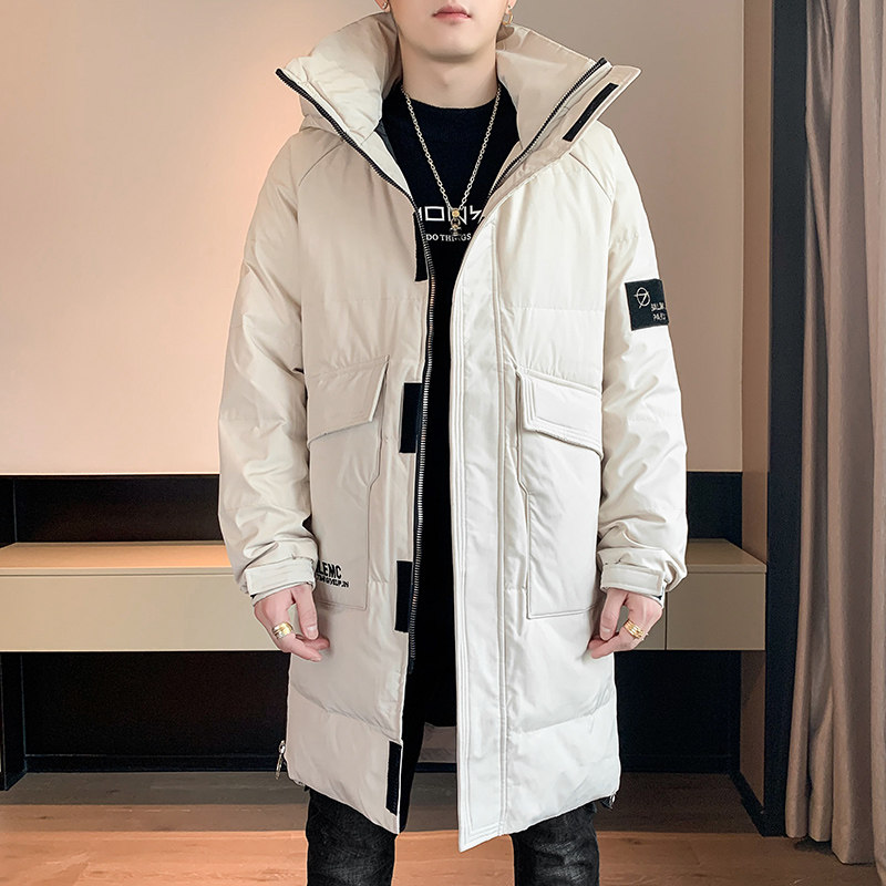 90白鸭绒 2022冬加厚宽松休闲羽绒服男中长款保暖外套Y830图片