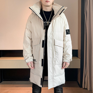 90白鸭绒 2022冬加厚宽松休闲羽绒服男中长款保暖外套Y830图片