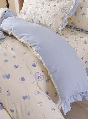 2026新款水洗棉床盖被套四件套